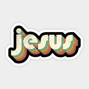 Retro Vintage Rainbow Jesus Letters Distressed Style Sticker